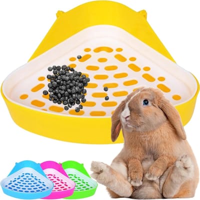 Huisdierentoilet Plastic - Potty Trainer Hoekbak - Zindelijkheidstraining Kleine Dieren - Afneembaar Roosterontwerp - 24 x 18 x 11 cm