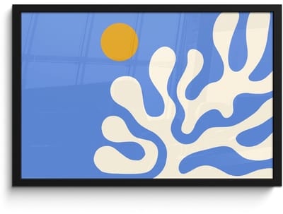 Poster in lijst - Fotolijst 60x40 cm - Posters - Minimalistisch - Organisch patroon - Blauw - Posterlijst zwart - Decoratie - Wanddecoratie woonkamer - Muurdecoratie slaapkamer