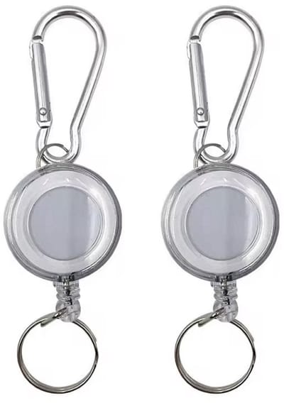 CHPN -Sleutelhanger - Uitrekbare sleutelhanger - Koord~Sleutelhanger - 2 stuks - Keychain - Keykoord - Pashouder - Karabijnhaak - Wit
