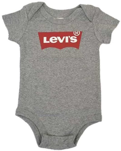 Levi´s ® Kids Batwing Body Met Korte Mouwen 2 Eenheden Grijs 0-6 Months Jongens,Meisjes