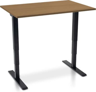 Zit-sta bureau elektrisch verstelbaar - MRC COMFORT NEN-EN 527 | 120 x 80 cm | frame zwart - blad havanna | 130 cm hoog | 100KG draagvermogen