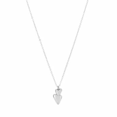 Bijoutheek Collier 2 Harten Zilver