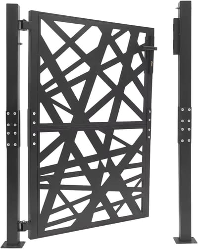 Tuinpoort – Voor magazijnen, tuinen & binnenplaatsen – Metalen poort – Zwart (105×125 cm)