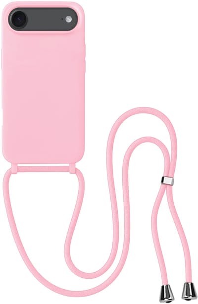 Hoes Geschikt voor iPhone Air Hoesje Met Koord - Telefoonhoesje Geschikt voor iPhone Air Backcover Met Afneembaar Koord - Lichtroze
