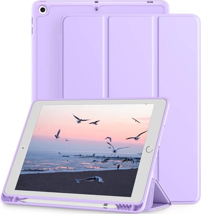 Tablethoes - Geschikt voor iPad 10.2 2021 Hoes met pencil houder smart bookcase Paars (2019/2020/2021) - iPad 7/8/9 Generatie Hoes