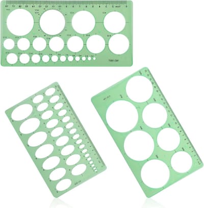 Set van 3 Cirkel Sjablonen - Plastic Ronde Sjablonen voor Geometrische Tekeningen en Metingen in Kantoor en School