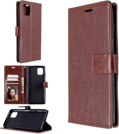 LuxeBass Hoesje geschikt voor Samsung Galaxy A41 hoesje book case bruin gsm hoesje - telefoonhoes - telefoonhoesjes