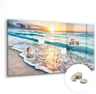 Tulup Glassboards - Strand zeezand Magneetbord - 120 cm x 60 cm - Veelkleurig Magnetisch Bord - Gratis 5 Sterke Magneten - Wanddecoratie Kantoor - Memo Bord - Magneetbord Foto - Ideeënbord Thuiswerkplek - Magneetbord Design