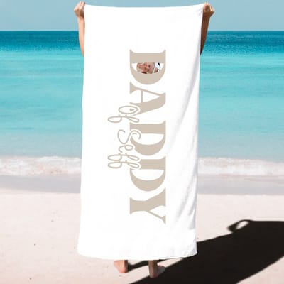 Strandlaken voor Papa-Gepersonaliseerd met naam of namen en foto kinderen-Verjaardag cadeau persoonlijk Papa-70x40 cm