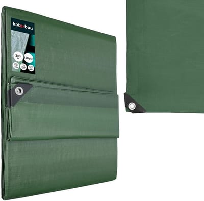 Afdekzeil Polyethyleen - Beschermzeil Zeildoek - Bescherming Buiten - Waterdicht Uv-bestendig - 2 x 3 m - Olijfgroen