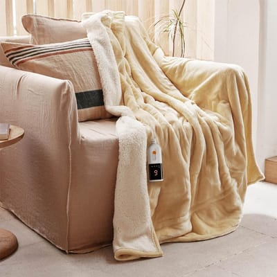 Elektrische Deken - Warmtedeken Pluche - Warm Blijven - 6 Warmtestanden - 130x180cm - Geel
