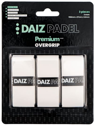 DAIZ PADEL Racket Overgrip - PRO Padel Grip tape - Zacht & Comfort - Duurzaam - Antislip - Overgrip Tennis & Padel - Grip Padelracket - Wit - 3 stuks