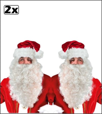 2x Kerstman pruik met baard luxe - kerst man ho ho ho noordpool kerstboom winter december kerst feest festival arreslee rendier