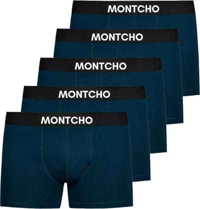 Boxershort Heren - Heren ondergoed - Boxershorts - 5 Pack Boxershort - Blauw - Boxershort heren Katoen - Maat: (S - XXL) - Essence Series - MONTCHO