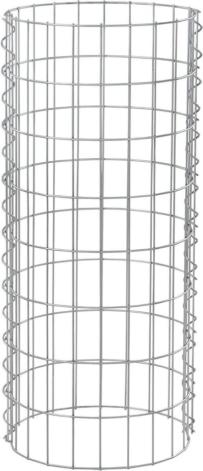 Schanskorven Zuil - Steenkorf Kolom - Tuin Decoratie - Puntgelast Draadgaas - 35 cm x 80 cm - Zilver