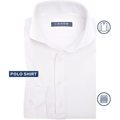 Ledûb Polo Long Sleeve Plain Cotton Tricot Wit / male