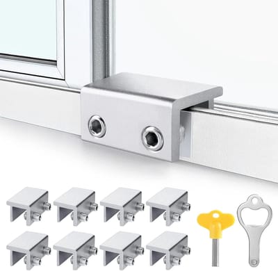 8 Stuks - Schuifdeur stopper - Schuifraam - Inbraak - Raam Blocker - Deur en Raambevestiging - Raamslot - Raamvastzetter - Eenvoudig te Installeren - Schuifraam - Kinderslot - Schuifraam - Beveiliging - Zilver