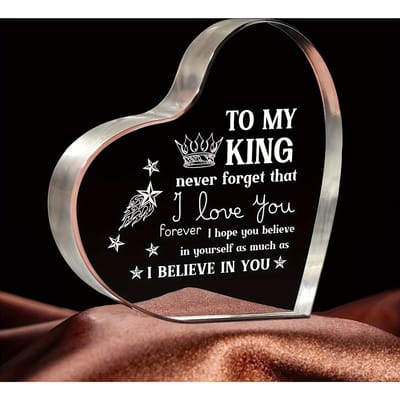 Uniek Acryl Hartverwarmend Cadeau - Gepersonaliseerde Romantische Ik Hou Van Jou Boodschap - Perfect Voor Vriend, Echtgenoot gray
