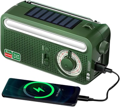 Draagbare Radio - Noodradio - Kamperen en Reizen - Zonne-energie en Handopwinding - Compact formaat - Zwart