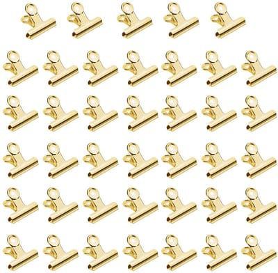 Dailygoods - 40 stuks kleine bulldogklemmen, 22 mm, multifunctionele paperclips, mini-metalen clips voor tassen, foto's, tekeningen, handwerk, kantoor, keuken, goud, 22 mm