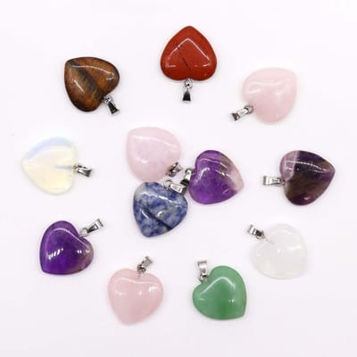 Ancient Wisdom - Edelsteen - Hartvormige hangers multicolor 20x6mm - edelstenen - sieraden - decoratie - cadeau - kristal - juwelen - ornamenten