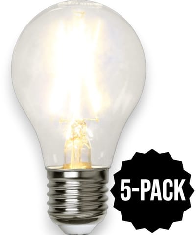 5-Pack | Peerlamp / Standaard bol met helder filament - E27 - 2W - 2700K
