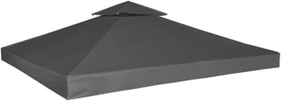 Paviljoendak Vervangend Dak - Tentzeil Tuinzeil - Bescherming tegen Weer - Waterdichte PVC Coating - 3 x 3 m - Donkergrijs
