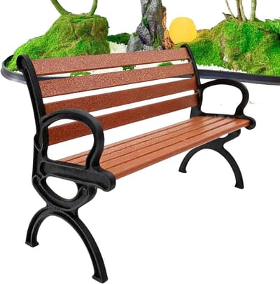 Miniatuur Bank - Poppenhuis Meubel - Scène Decoratie - 3D Geprint Model - 9 cm Lengte - Roodbruin