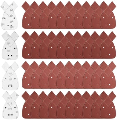 40 Stuks Schuurpapier voor Detail Schuren, 40/60/80/120 Korrelgrootte, Driehoekige Schuurvellen voor Schuurmachines