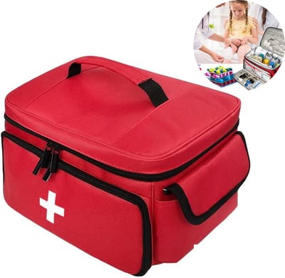 EHBO Opbergtas – Medische Organizer – Waterdichte Eerste Hulp Tas met Meerdere Vakken – Rood