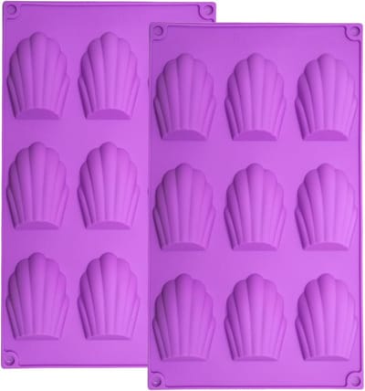 Set van 2 Siliconen Madeleine Bakvormen met 9 Caves voor Taart, Chocolade en Koekjes