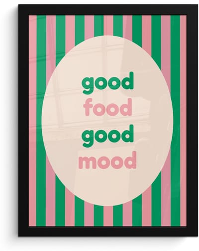 Poster in lijst - Fotolijst 30x40 cm - Posters - Gestreept - Quote - Ovaal - Roze - Posterlijst zwart - Decoratie - Wanddecoratie woonkamer - Muurdecoratie slaapkamer