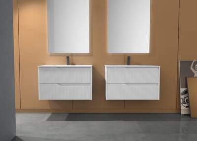 AquaVik Badmeubelset Solheim 60x45x85cm Snö Wit 2-Lades Met Inbouw Keramische Wasbak Wit