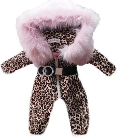 BamBella® Skipak - Maat 56 - Luxe Bontkraag pak Imitatiebont wagenpak kind panteprint kinderjas jasje met grote bontkraag