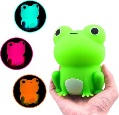 Nachtlampje - Kikker Kinderkamer Nachtlampje - Oplaadbare Dimbare Touch Bedlamp (Silicone) - Draagbaar Kindercadeau - Geschikt voor Jongens - Meisjes en Baby's - Zachte Dieren Siliconen Lamp - Draagbare Dimbare Touchbediening
