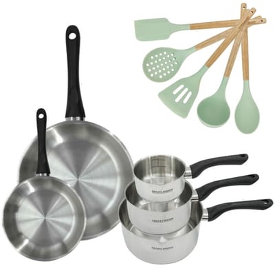 Set Pannen 20/28 cm en Kookpotten 12/16/20 cm Fackelmann Genève met 5 keukengerei