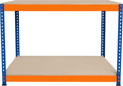 S-rax werkbank 2 planken - blauw/oranje - 120x60x90cm - 600kg