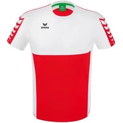 Erima Six Wings T-Shirt Kinderen - Wit / Rood | Maat: 128