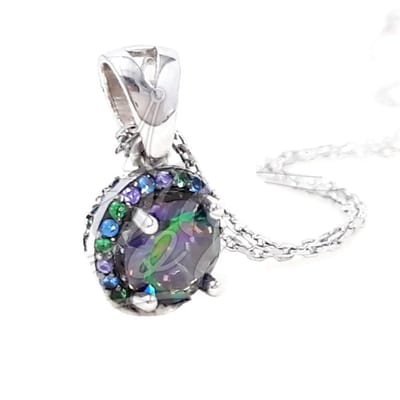 925 sterling zilveren geometrische Mystic Cubic Zirconia ketting