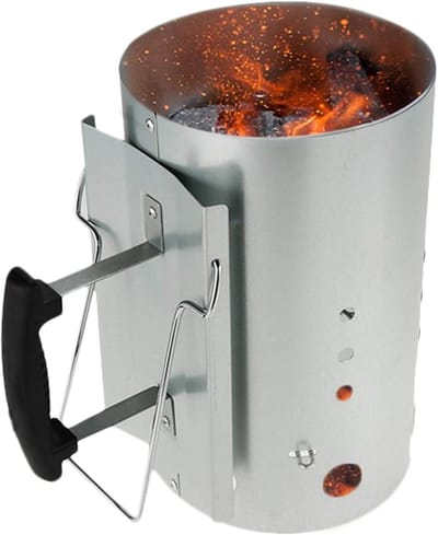 BBQ Schoorsteenstarter - Aluminium Houtskoolaansteker met Veilige Handvat en Ventilatiegaten – Draagbare Barbecue Accessoires voor Kamperen