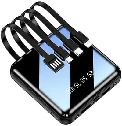 Multi Powerbank met Quick Charge en Ingebouwde Kabels - USB-C, geschikt voor Lightning en Micro USB - 4500 mAh - Geschikt voor iPhone Powerbanks met oplaadkabel