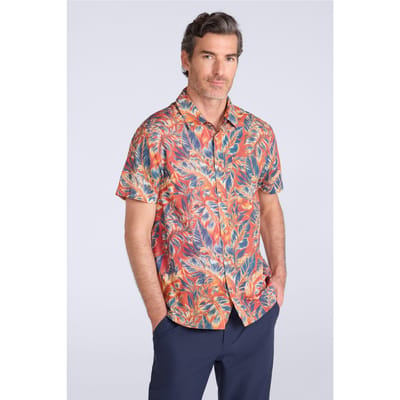 Mountain Warehouse Overhemd met korte mouwen voor heren Tropical Leaves (Helder oranje)