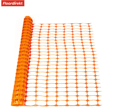 FLOORDIREKT Afzetting Chester - Barrierehek - Oranje - 1 x 50 m - Kippengaas, Veiligheidsnet, Waarschuwingsnet - 100g/m² Materiaaldikte - Robuust & Herbruikbaar voor Tuin, Bouwplaats, Weide of Camping