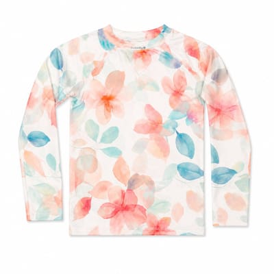 Ducksday - UV-Zwemshirt voor baby - UV-werend UPF50+ - Rashguard met Lange mouwen - meisje - Bliss - Bloemen pastel - maat 1 jaar