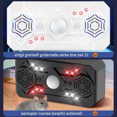 Ultrasone Rat Repeller met Infrared Induction en Blinklicht voor Effectieve Ongediertebestrijding in een Gebied van 320㎡