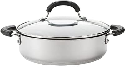 Inductie Geschikte RVS Saute Pan met Deksel 30cm - Duurzaam en Vaatwasmachinebestendig Kookgerei