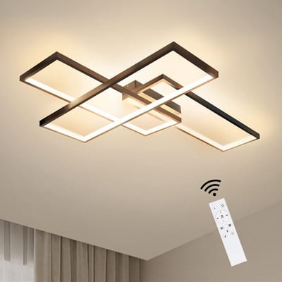 NETTLIFE Plafondlamp LED – Zwart – rechthoekig - 3-lichts – Metaal – 65 W – 3000–6000 K Dimbaar - Moderne Plafondverlichting – voor Woonkamer | Slaapkamer | Eetkamer – 65cm