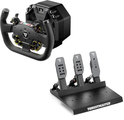 Thrustmaster T598 Servo Base Direct Axial Drive 10 Nm Force Feedback + EVO Racing 31U Leather + Raceline Pedals III LC – Direct Drive Sim Racing Set - PC - PS4 - PS5