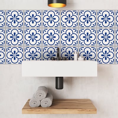 Zelfklevende tegelmuurstickers voor keuken en badkamer - 9 Micaela Azulejo tegelstickers - 9 stickers 10x10cm