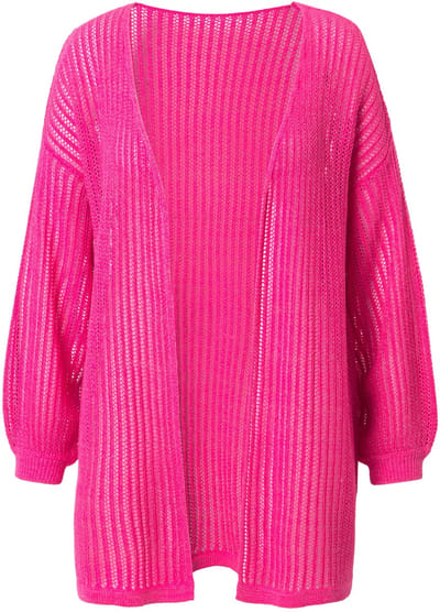 Angel of Style - Dames - Gebreid vest boxy pasvorm - Hibiscusrood - Maat 46+